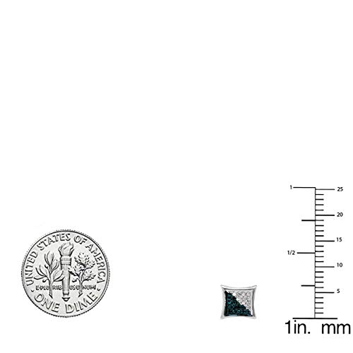 Dazzlingrock Collection 0.10 Carat (ctw) Round Blue & White Diamond 7mm Kite Micro Pave Hip Hop Iced Out Studs in 925 Sterling Silver, Unisex Design Ladies, Mens Real Diamond Earrings2