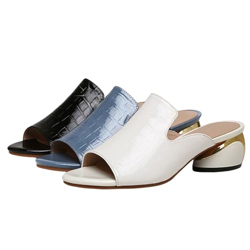 Women's Open Toe Low Chunky Heel Sandals Fashionable High Heels For Party Wedding Work Women Dress Shoes Square Slip-On Beach Sandals