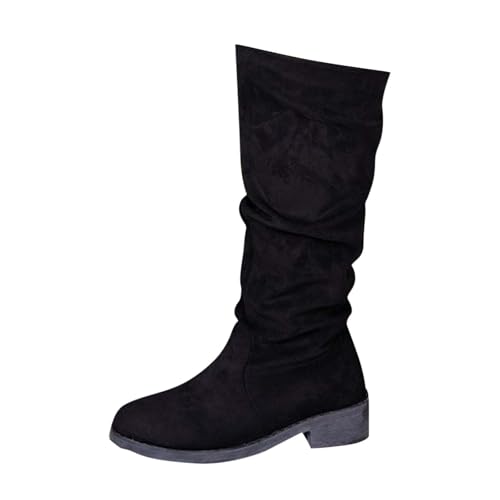 Bottes talon épais femme daim bout rond chaussures hiver