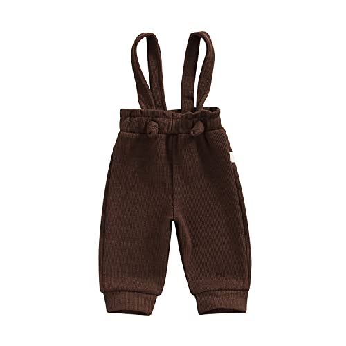 Yccutest Newborn Infant Baby Boys Girls Overalls Suspender Pants Solid Corduroy Bottoms Adjustable Knot Straps (Brown,3-4 Years)