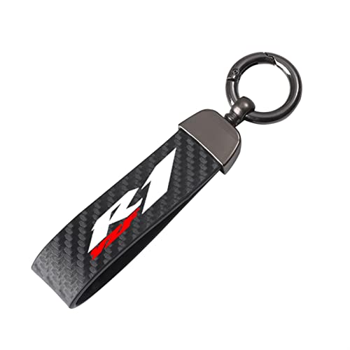 Porte-clés De Moto Motorcycle en Fibre De Carbone Corde en Cuir Couchette Keychain Key pour Yamaha YZF R1 1998-2014 2013 (Couleur : Noir, Size : Normal)
