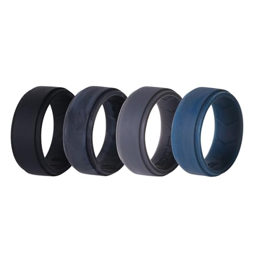 OIDEA Anillo Deportivo Silicona Hombre: Anillo de Compromiso Suave Transpirable de 8mm de Ancho Cuatro Colores Talla 20   Para Fiestas Uso Diario Regalo