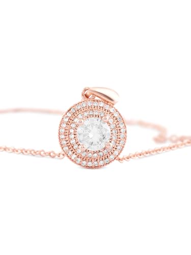 Sparkling CZ Brass Pendant with Chain