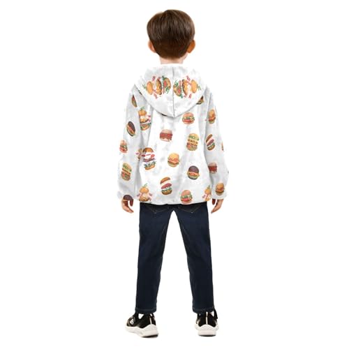 Flying Burgers Girls Fleece Jacket Girls Fall Jacket Girls Zip Up Hoodie Girls Sherpa Jacket 2-10T4