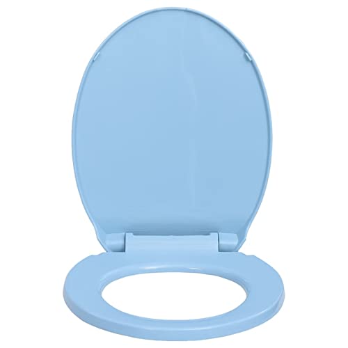 Homgoday Tapa WC Asiento de Inodoro de Repuesto Tapa y Asiento de váter con Cierre Suave Ovalada Diámetro del Orificio de Montaje: 13-20 mm Azul