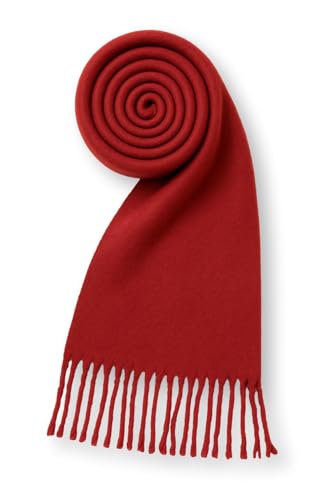 KARMA.DIEM XXL Winterschal 180x65 cm – weicher, dicker Schal für Damen & Herren, einfarbig, warm & kuschelig, mit Fransen – Rot