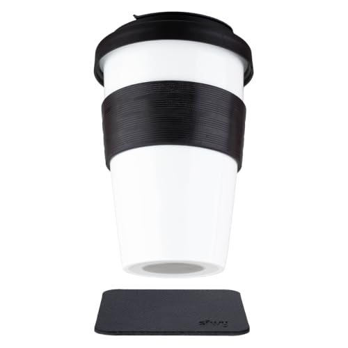 Silwy® Porcelain to-GO-Cup Including Black Heat Protection...