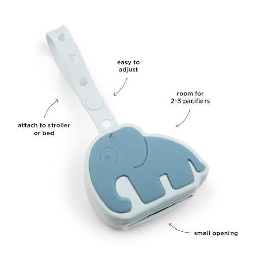Done by Deer Schnullertäschchen aus Silikon Elphee Blau - Kann 2-3 Schnuller halten - Baby Zubehör für einfaches Befestigen an Kinderwagen oder Wickeltasche - 100% Silikon in Lebensmittelqualität