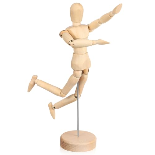 OATIPHO Maniquí de Dibujo Articulado de Madera Base Estable, Figura de Artista para Pintar y Dibujar, Diseño Articulaciones Móviles y Acabado Artesanal Exquisito