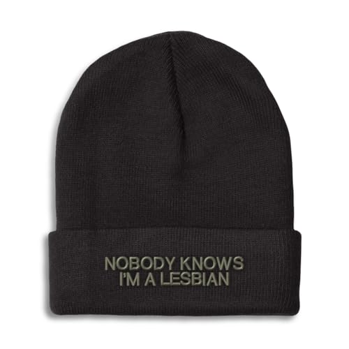Gorro personalizado para hombres y mujeres Nadie Knows I'm A Lesbian LGBTQ bordado - Negro - talla única