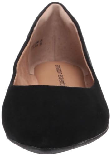 Amazon Essentials Women's Pointed-Toe Ballet Flat, Black Microsuede, 5 UK