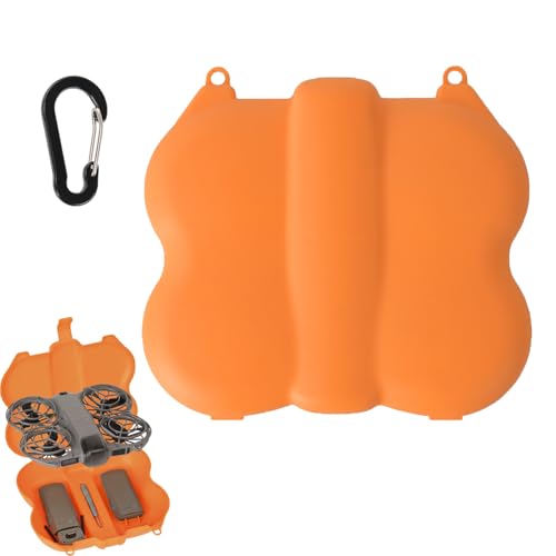 CERFFOOL   Funda de transporte rígida para DJI Neo 2 y 2 baterías, bolsa de almacenamiento anticaídas antiarañazos portátil de plástico con hebilla de alpinismo accesorio para drones, naranja, Bolsa
