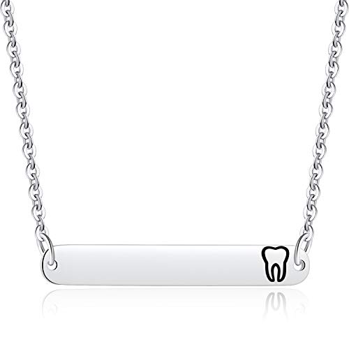 Hazado Tooth Bar Necklace, Dentist Gift, Dental Hygienist Gift, Dental Student Gift, Dental