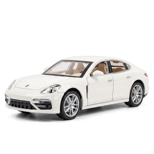 Image of Porsche Panamera 1:24 Scale Die-Cast Car Model White - Steering Wheel Smoke Atomiser Sound Light Openable Doors Pull-Back Alloy Four-Door Sports Car