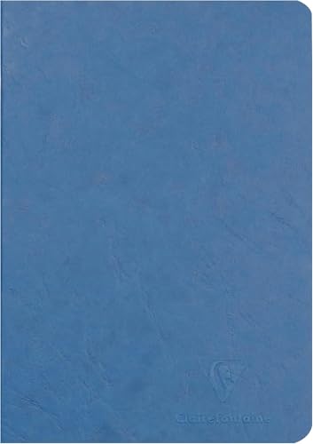 Clairefontaine 733164C Collection Age Bag A Blue Stapled Notebook - A5 14,8x21 cm - 96 Lined Pages - White Paper 90 g - Glossy Card Cover Leather Grain