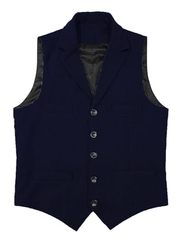 Men's Suit Vest Herringbone Tweed Casual Waistcoat Western Slim Fit Vintage Sleeveless Jacket with Pockets