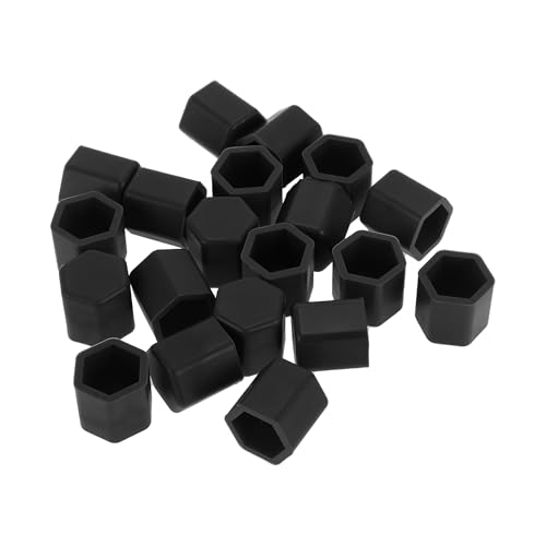 Partuto 20 Pcs Wheel Lug Nut Bolt Rims Tire Nut Screws Dust Cap Cover Nut Protection Silicone Black 2.2x15x20mm