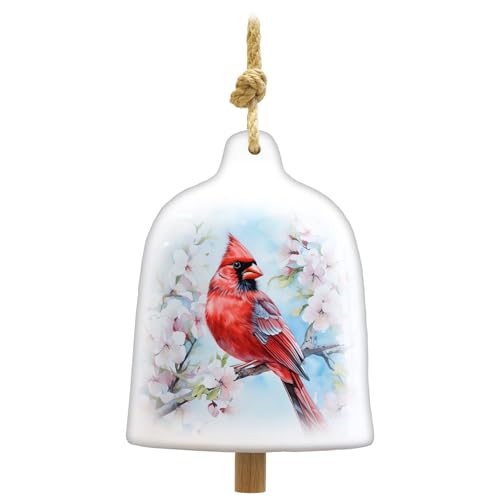 Spoontiques Cardinal Garden Bell - Decorative Ceramic Bell for Yard and Garden Decoration, Indoor and Outdoor Décor