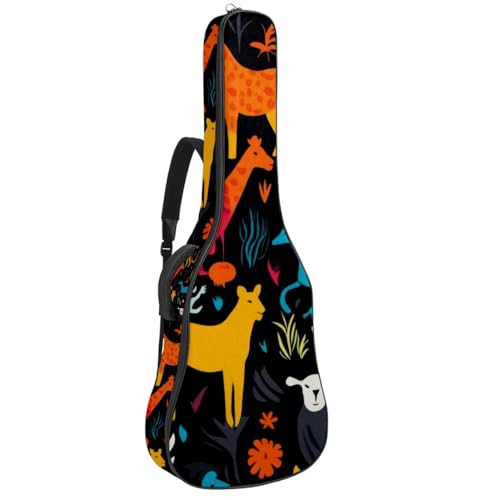 Sac pour guitare acoustique 40-42 pouces étanche motif animal noir