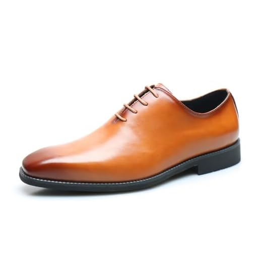 Sapato social masculino vintage bico quadrado para negócios - estilo britânico pátina oxford casual confortável sapatos de couro, Amarelo, 41