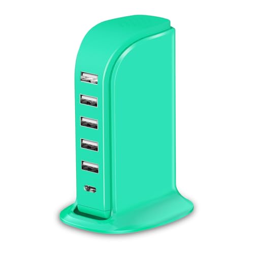 Image of USB Tower Charging Station Upoy, Multiport Chargers for Multiple Devices 40W, Small Charging Hub for Desk, Office, Travel, USB Power Block Adapter for iPhone /Ipad