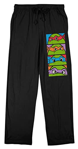 Teenage Mutant Ninja Turtles Turtle Faces Block Men's Black Sleep Pajama Pants