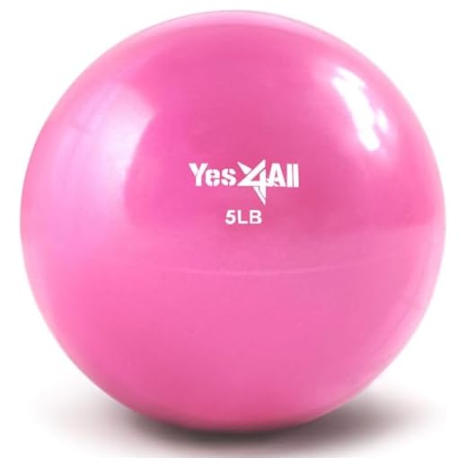 Yes4All Soft Weighted Toning Ball/Medicine Ball & Exercise Pilates Ring - Multi Colors & Weights Available (D. 5 lbs Pink)