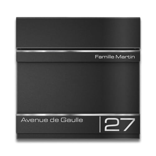 Metzler Boîte aux Lettres en RAL9005 Noir Foncé Gravure Laser Optionnelle | Hermann