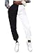 Minetom Pantalon de Jogging Long Femme Casual Ample Bloc de Couleur Pantalon de Survêtement Running Training Fitness Yoga Pants F Blanc Large