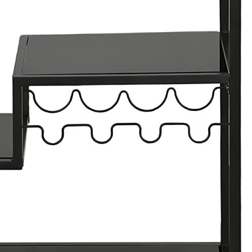 Benzara Contemporary Style Metal Bar Cart With Tempered Glass Shelves, Gunmetal Gray Black, Standard, #TOP7