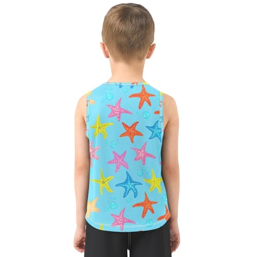 J JOYSAY Cartoon Starfish Bubble Blue Boys Tank Top Sleeveless Muscle Shirts Quick Dry Kids T-Shirts 3-15T3