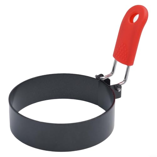 Yuanpgky Olla de huevos sin anillo con mango plegable, herramienta de cocina de acero inoxidable para tortitas y desayuno (forma redonda)