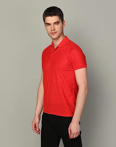 Image of INKKR Men's Printed Polo Neck Half Sleeve Multicolor T-Shirt