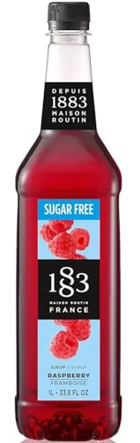 Image of 1883 Sugar Free Raspberry Syrup for Drinks, Made in France, 1 Liter Plastic Bottle