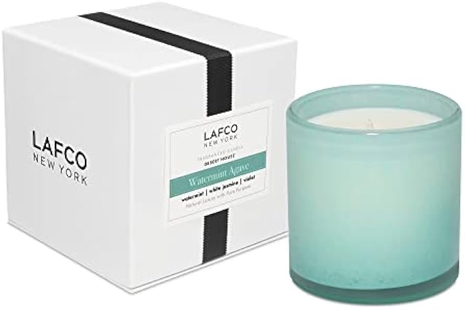LAFCO New York Classic Candle, Watermint Agave - 6.5 oz - 50-Hour Burn Time - Reusable, Hand Blown Glass Vessel - Made in The USA