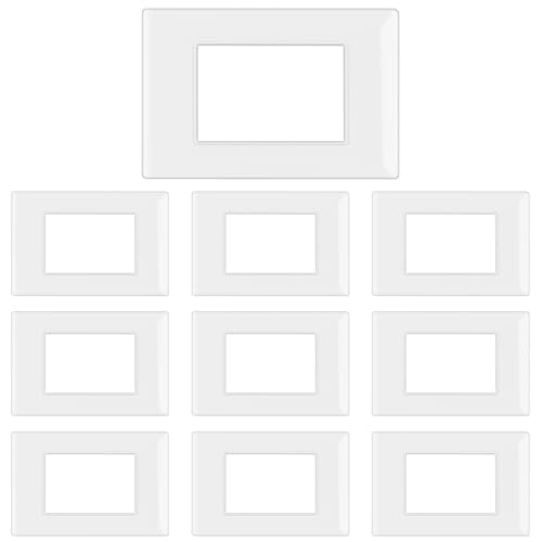 CILIA 3 Moduli Placca Compatibile Con VIMAR PLANA, Placche In Plastica di Alta Qualità Supporto 503 Vari 11 Colori (Bianco, 3 Moduli-10 Pezzi)