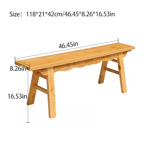 Taburete rectangular de madera maciza con acabado artesanal 2
