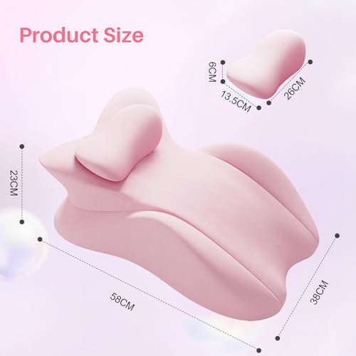 ele ELEOPTION Memory Foam Ergonomic Wedge Pillow Prone Reading Pillow for Bed Sofa Stomach Back and Neck Support Sitting Up with Removable Cover Leg Elevation for Sleeping and Relaxing Pink — view 2