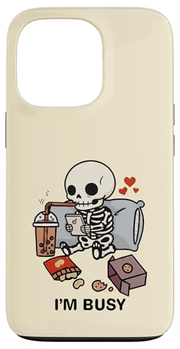 Funny Skeleton Im Busy Boba eB[XibN nEB j̎q ̎q X}zP[X iPhone 13 Pro p