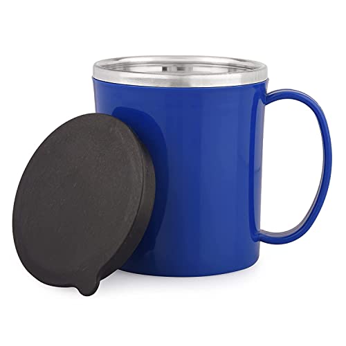 Black Olive Coffee Mug with Lid and Handle- Plastic Covered Stainless Steel Double Walled Insulated Tea Mug to Carry Hot & Cold Beverage for Kids, Girls, Boys, Students (Random Color, 200 ML) 5 317BUz2 YAL