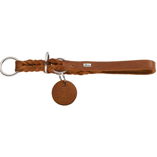 HUNTER Dressurhalsung SOLID EDUCATION, Farbe: cognac, besonders belastbares Leder, handgeflochten, mit Stoppring, Made in Germany, Größe: L