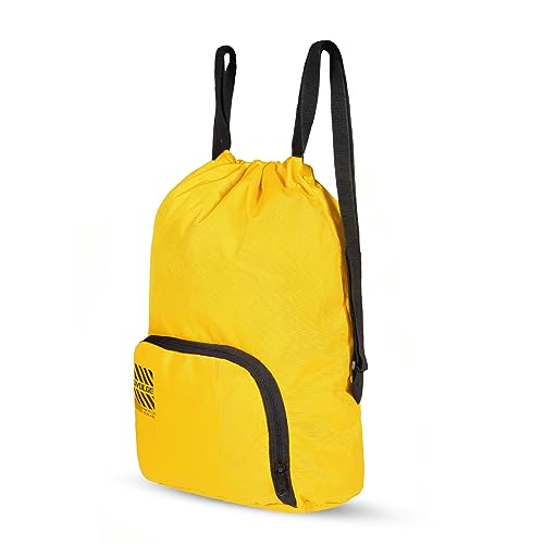 Image of DIVULGE Meteor Yellow 16 liters Polyester Drawstring bag, daypack Gym bag Rucksack Backpack With Zip Pocket