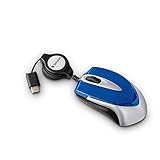 Verbatim USB C Corded Mini Travel Type C Optical Wired Mouse for Mac and PC- Blue