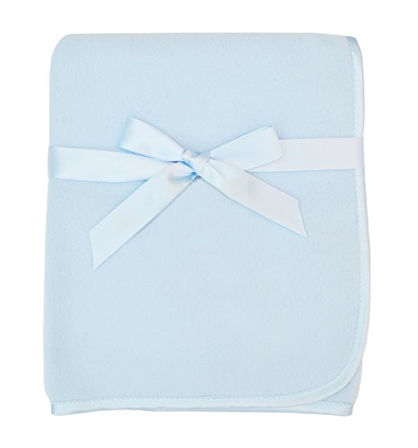 Image of American Baby Company Fleece Blanket (30" x 30") with Silk-Like Satin Trim, Soft, Warm & Cozy, Blue, for Boys and Girls, Perfect for Baby Carrier, Stroller, Travel and Gifting