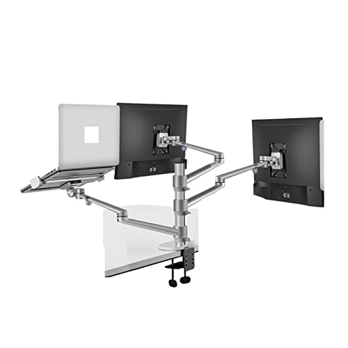 Soporte de escritorio OL-30L para monitor de 32 pulgadas y portátil gris