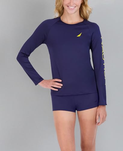 Image of Nautica Women's Long Sleeve Rashguard - Quick-Dry, UPF Protection, Swim Shirt, Pool, Beach, Hiking, Yoga, Volleyball