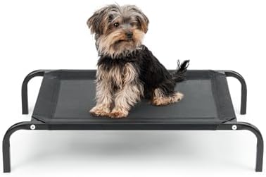 lionto Lettino rialzato per Cani Ideale per Giardino e Outdoor, (S) 75x47 cm Nero