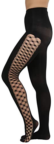 ToBeInStyle Women's Spandex Opaque Knee High Socks With Multi Fence Net Sides