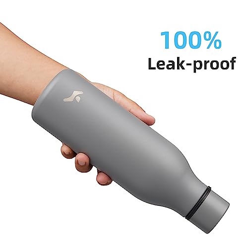 Image of Konokyo Insulated Water Bottle with Strap,18 oz Double Wall Stainless Steel Vacuum Bottles Metal Water Flask,Gray