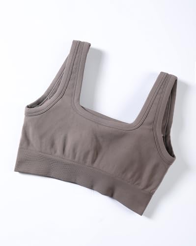 Image of AUROLA Power Womens Square Back Basic Sports Bra - Square Neck Padded Low Impact Yoga Bra Workout Crop Top